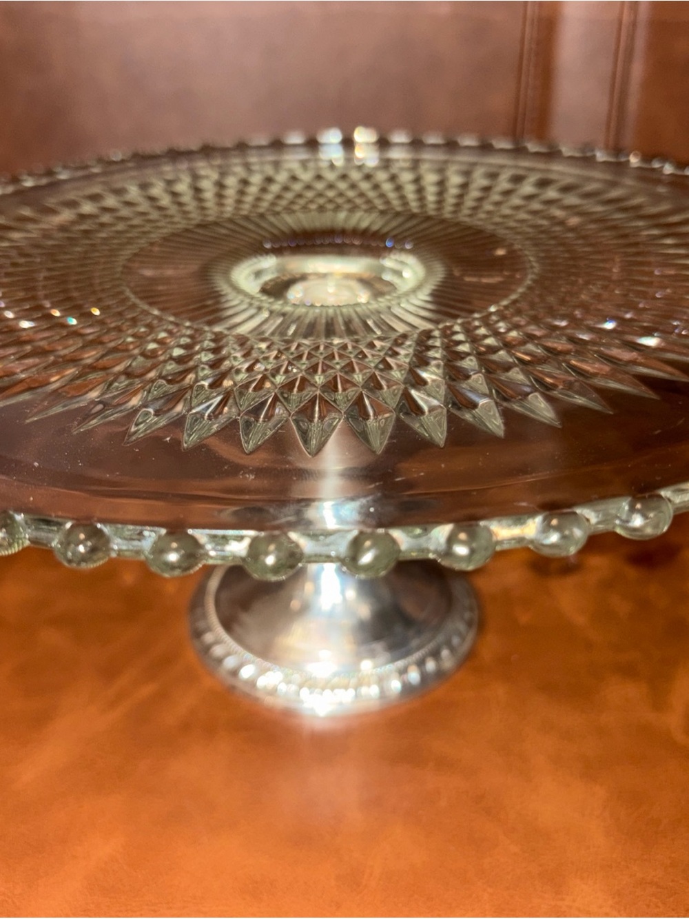 Vintage Duchin Sterling Silver removable Bottom Glass Pedestal Cake Stand 10.5 - Picture 3 of 10